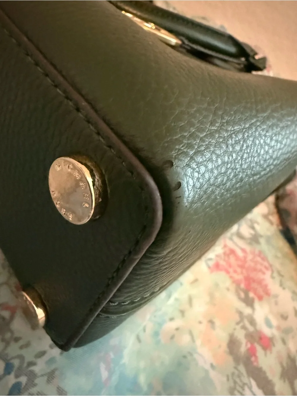 Michael Kors Green Pebbled Leather Satchel/Crossbody